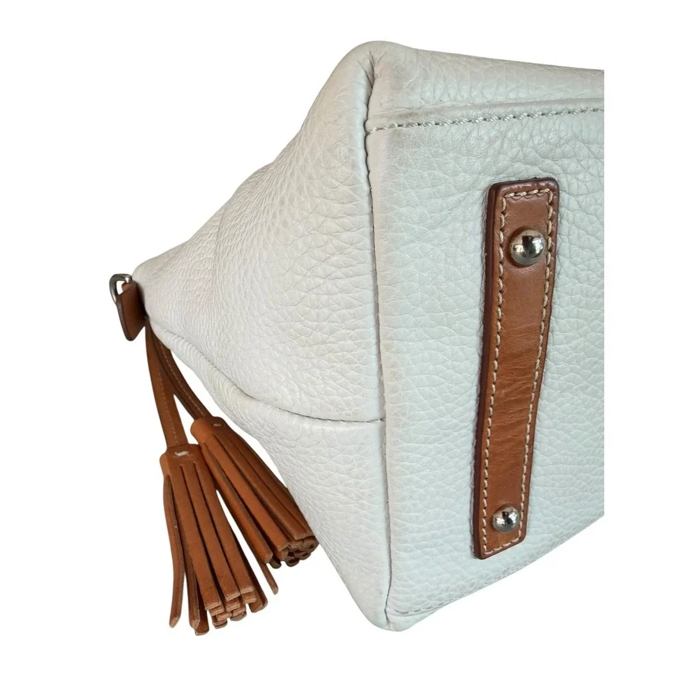 Dooney & Bourke Pebbled Leather Satchel Ivory Cream BritishTan Crossbody Handbag